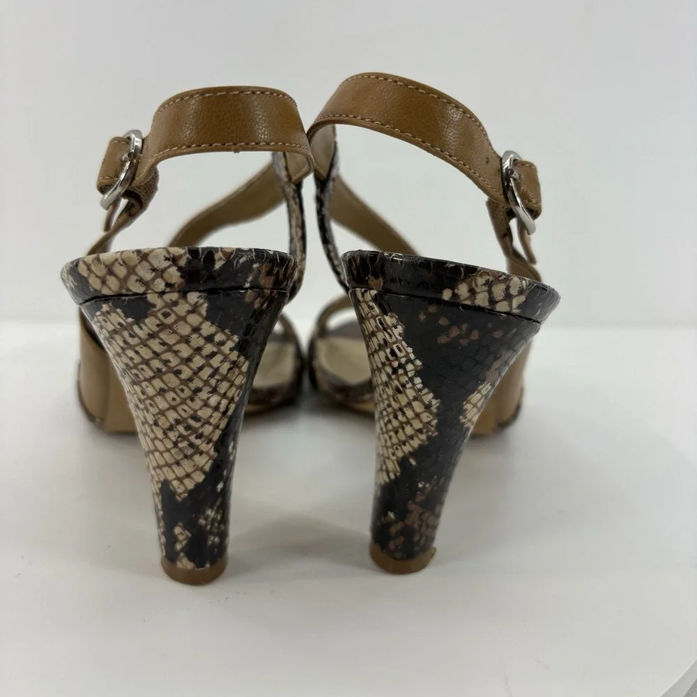 Antonio Melani Catwalk Animal Print Slingback Heels‎ Women's Size 8M Tan Gold
